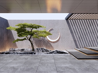 New Chinese style landscape sketch pine stone landscape 3d model