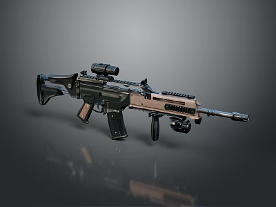 Modern Tactical Assault Rifle With Black And Tan Finish Attached Scope And Tactical Magazine 3d model