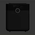 Modern Black Air Fryer With Digital Control Panel And Golden Knob Design