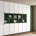 Modern Room Interior With White Cabinets Green Open Shelves Books And Window