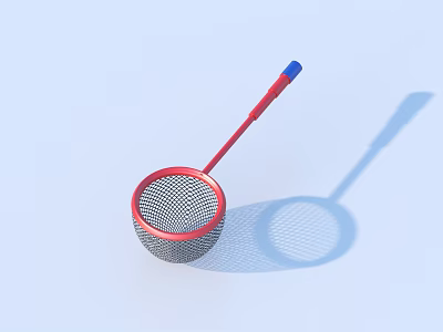 Kitchen Mesh Strainer With Red Rim Red Handle And Blue Tip Daily Tool 3d model