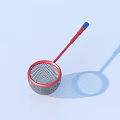 Kitchen Mesh Strainer With Red Rim Red Handle And Blue Tip Daily Tool 3d model