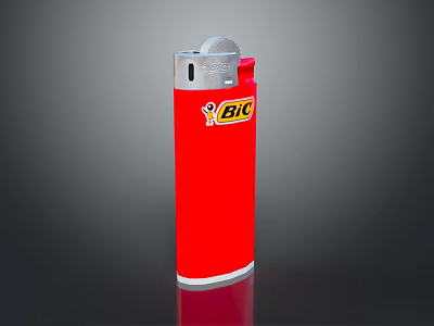 Red BIC Lighter With Stylish Design For Daily Use And Convenient Ignition Needs 3d model