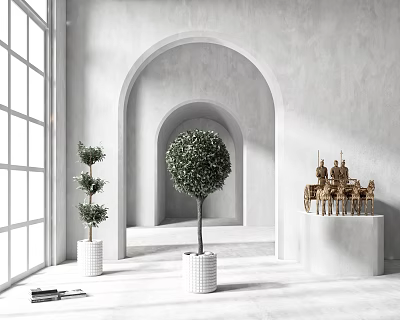 Modern potted plants potted plants potted plants book camera cylinder 3d model