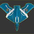 Futuristic Blue Cosmic Spaceship With Aerodynamic Design And White Accents
