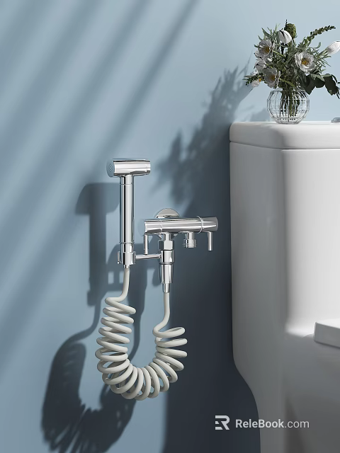 Chrome Handheld Shower Head With Flexible Hose For Modern Bathroom Fixture 3d model 