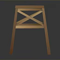 Simple Wooden Single Chair With Cross Leg Structure And Slatted Seat
