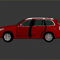 Red SUV Model With Open Doors And Sunroof On Black Background