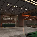 Modern Billiard Room Interior With Billiard Tables Ceiling Design Lighting And Bar Counter
