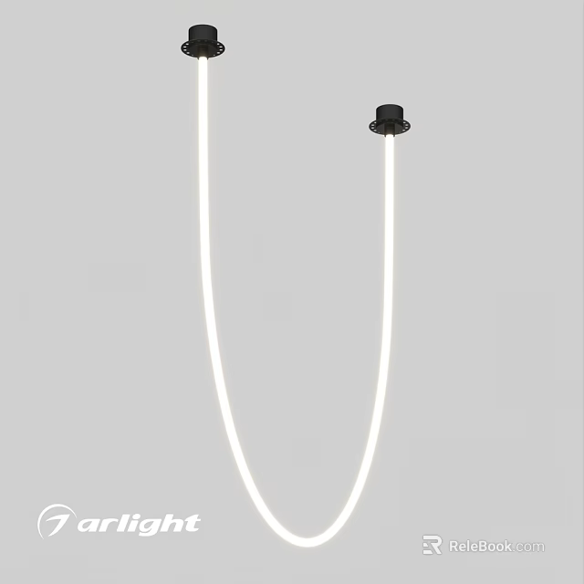 Modern Minimalist Pendant Light With White Linear Design And Black Base 3d model 