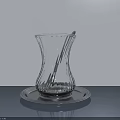 Transparent Glass Vase On Silver Tray With Gray Background Surface