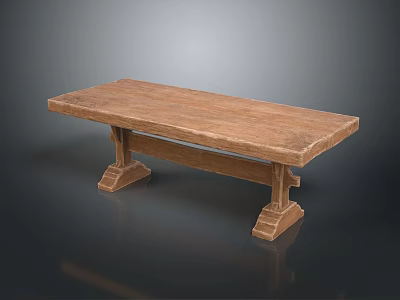 Classic Wooden Long Table With Solid Wood Top And Sturdy Leg Design For Home Use 3d model