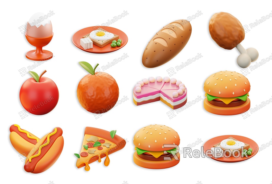 Modern Cartoon Food Hamburg Hot Dog Breakfast Children Cartoon Food Toy Cartoon Cake Bread Pizza Cartoon Food Toy Ornaments Children Food Toy Ornaments model