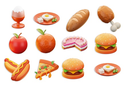 Modern Cartoon Food Hamburg Hot Dog Breakfast Children Cartoon Food Toy Cartoon Cake Bread Pizza Cartoon Food Toy Ornaments Children Food Toy Ornaments 3d model