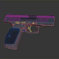Modern Blue And Purple Pistol With Sleek Body And Tactical Grip Design