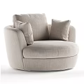 Beige Single Sofa With Round Design And Fabric Upholstery Accent Pillows 3d model