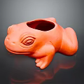 Unique Orange Ceramic Frog Shaped Planter with Lifelike Eyes and Limbs