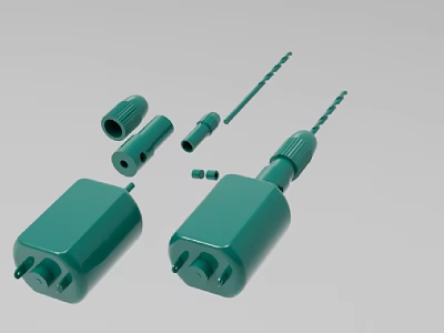 Green Industrial Equipment Base Units Drill Bits And Connector Parts 3d model