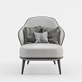Modern Single Sofa With Gray Pillows And Curved Armrests Design 3d model