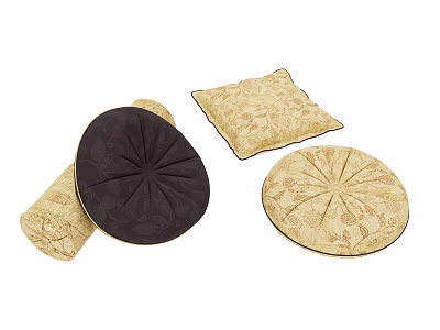 Decorative Cushions With Dark And Light Colors And Floral Patterns For Home Decor 3d model