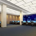 Modern monitoring room control room monitoring command center display screen console display screen 3d model