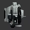Gray Sci-Fi Mechanical Structure With Vertical Pillars Circular Top And Black Support Legs 3d model