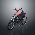 Modern Wheelchair Bike With Red Handlebars Black Seat And Large Wheels