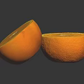 Fresh Juicy Orange Halves Showing Inner Pulp on Black Reflective Surface