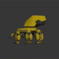 Yellow Mechanical Spider Design Featuring Robotic Structure Multiple Legs And Black Stripes 3d model