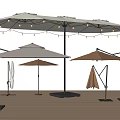 Stylish Patio Umbrellas With String Lights Beige Brown Designs Foldable Stands For Outdoor Use