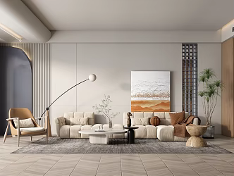 Modern Living Room Living Room Sofa Coffee Table Combination 3d model