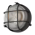 Industrial Style Wall Light With Black Metal Grid And Clear Glass Shade