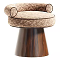 Stylish Patterned Single Chair With Fabric Upholstery And Wooden Tapered Base