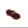 Red Vintage Classic Sports Car With Open Doors And Black Wheels