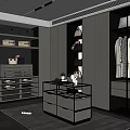 Modern Walk-in Closet Interior With Glass Door Cabinets Open Shelves Storage Boxes And Display Cabinet