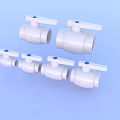 White Pipeline Ball Valves With Blue Handles And Multiple Sizes For Plumbing Use