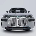 Modern Sleek Silver Luxury Sedan With LED Headlights And Large Front Grille