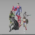 Blue Red Green And Silver Superhero Action Figures With Capes Armor Shields And Weapons