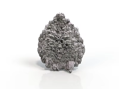 Natural Gray Crystalline Stone Specimen With Rough Surface And Mineral Formation Texture 3d model
