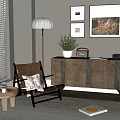 Comfortable Leisure Chair In Cozy Living Area With Floor Lamp Side Table And Potted Plant