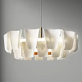 Modern Hanging Chandelier with White Leaf Shaped Shades in Circular Arrangement for Interior Decor