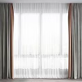 Double Layer Gray Curtains With White Sheer Inner And Decorative Trim For Window