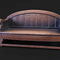 Vintage Wooden Outdoor Sofa With Carved Armrests And Solid Wood Design