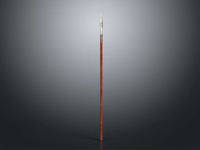 Traditional Spear Weapon With Metal Spearhead And Wooden Shaft Isolated On Gray Background 3d model