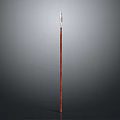 Traditional Spear Weapon With Metal Spearhead And Wooden Shaft Isolated On Gray Background
