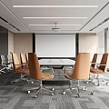 Modern Conference Room Interior Design With Leather Chairs And Projector Screen 3d model