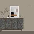 Elegant Modern Entryway Console Cabinet With Arched Patterned Doors And Decorative Ornaments 3d model