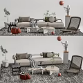 Quiet Sofa Tea Table Combination Sofa Coffee Table 3d model