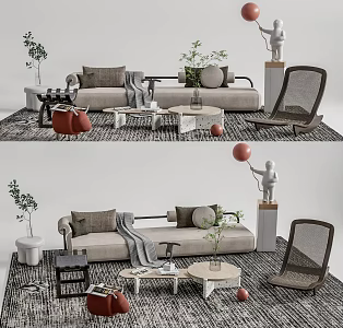 Quiet Sofa Tea Table Combination Sofa Coffee Table 3d model