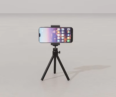 Smartphone On Tripod Stand With Screen Display And App Icons For Mobile Photography 3d model